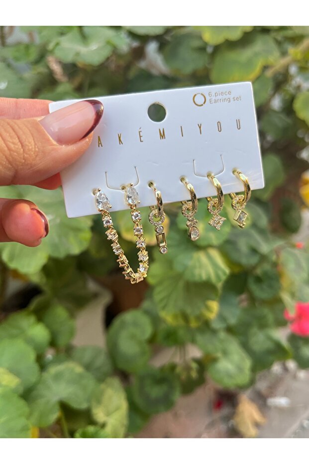 6lı kombin küpe gold - 2