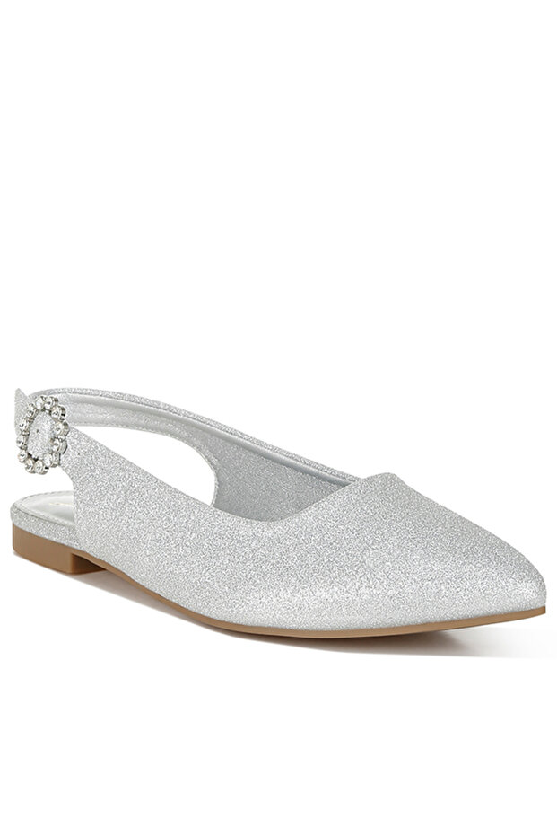 Women Glitter Slingback Flat Sandals in Silver