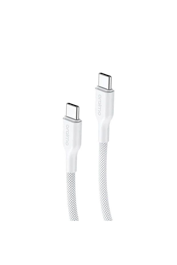 كابل شحن BroidLine Fabric USB-C إلى USB-C بطول 1 متر وقدرة 100 واط - أبيض