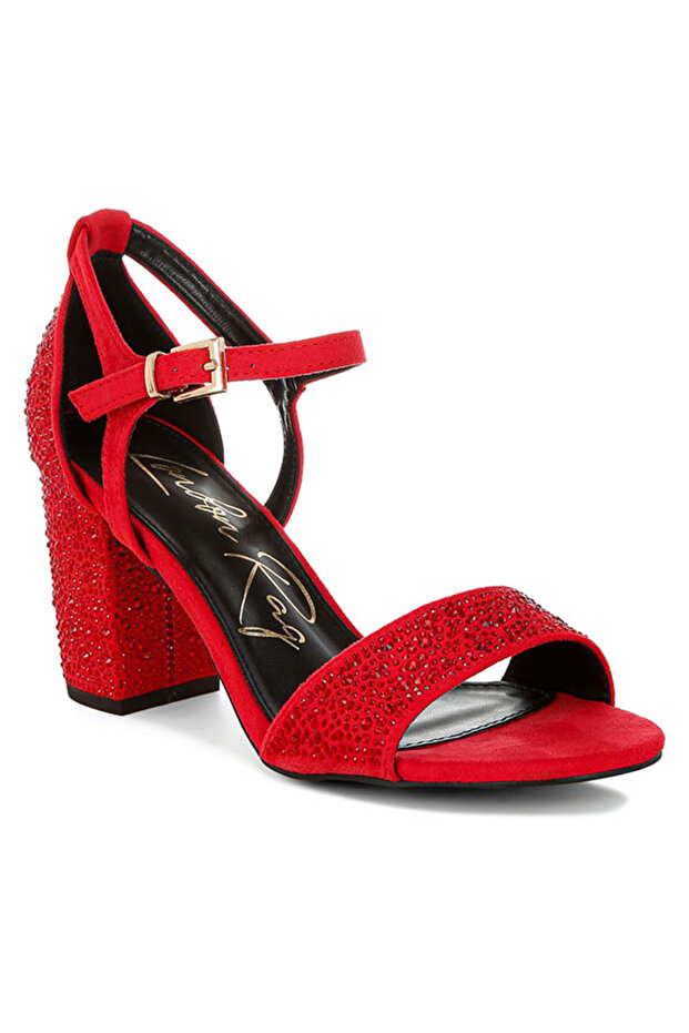 Women Rhinestones Embellished Sandals in Red