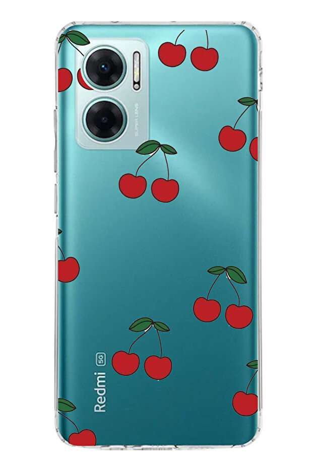 Printed Silicone Case with Cherry Design Compatible with Redmi Note 11E - 1
