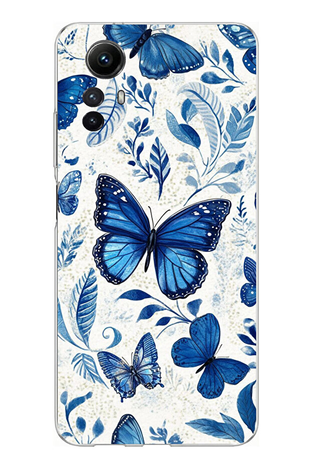 حافظة سيليكون متوافقة مع هاتف Redmi Note 12S باللون الأزرق مطبوع - 1