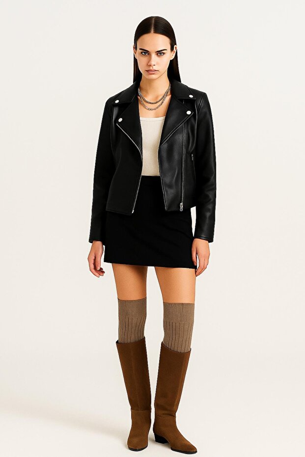 3 Çift Basic Lastikli Kalın Pamuk Karışımlı Diz Üstü Çorap - 4