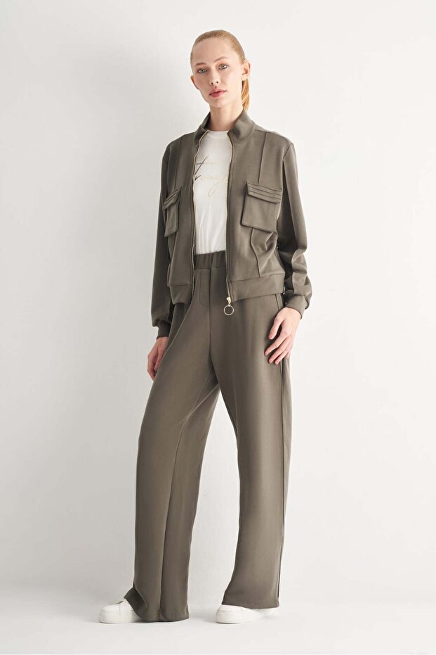 Fermuarlı Dik Yaka Sweatshirt - 3