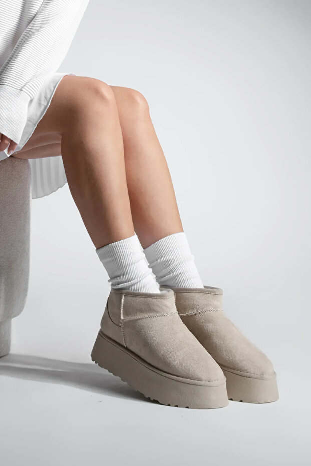 Süet Kalın Taban Kadın Bot - 1