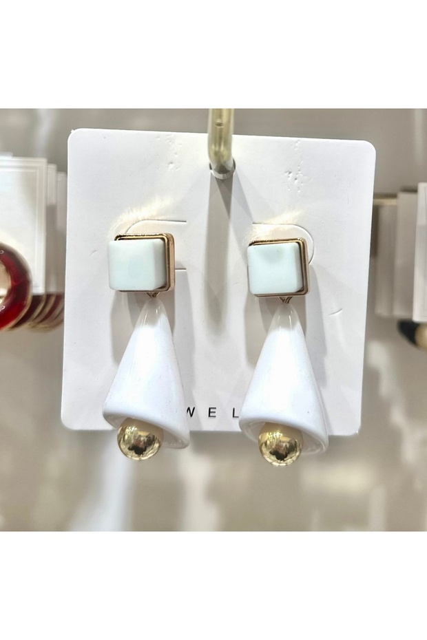 White Dangle Earrings Zra Model