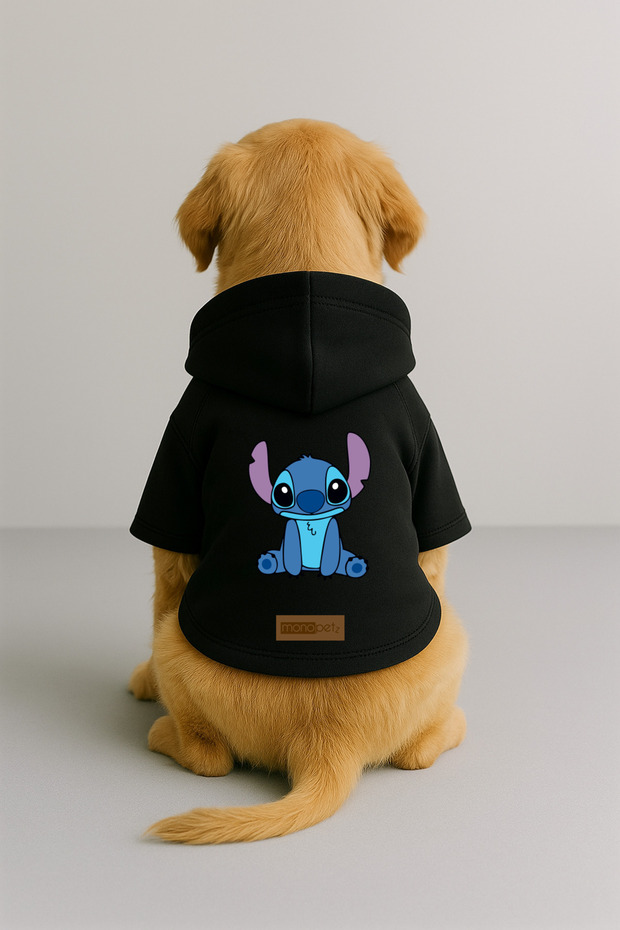 Printed Dog and Cat Clothing & Dress with Fleece Inside - Black Color K Hooded Hoodie Be339