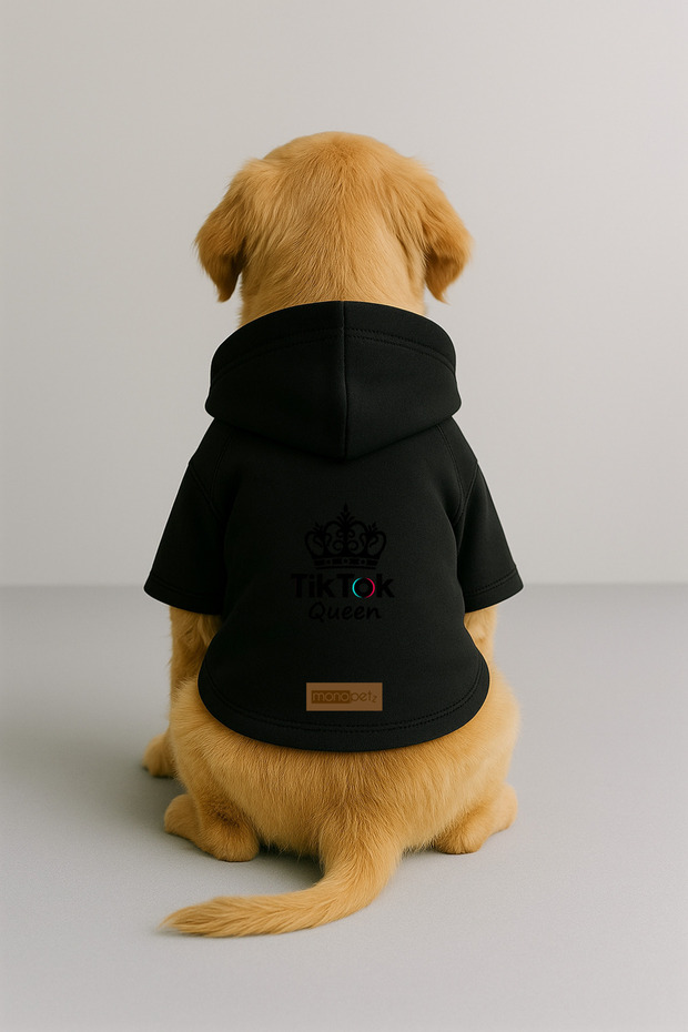 Printed Dog and Cat Clothing & Dress with Fleece Inside - Black Color K Hooded Hoodie B3Afb
