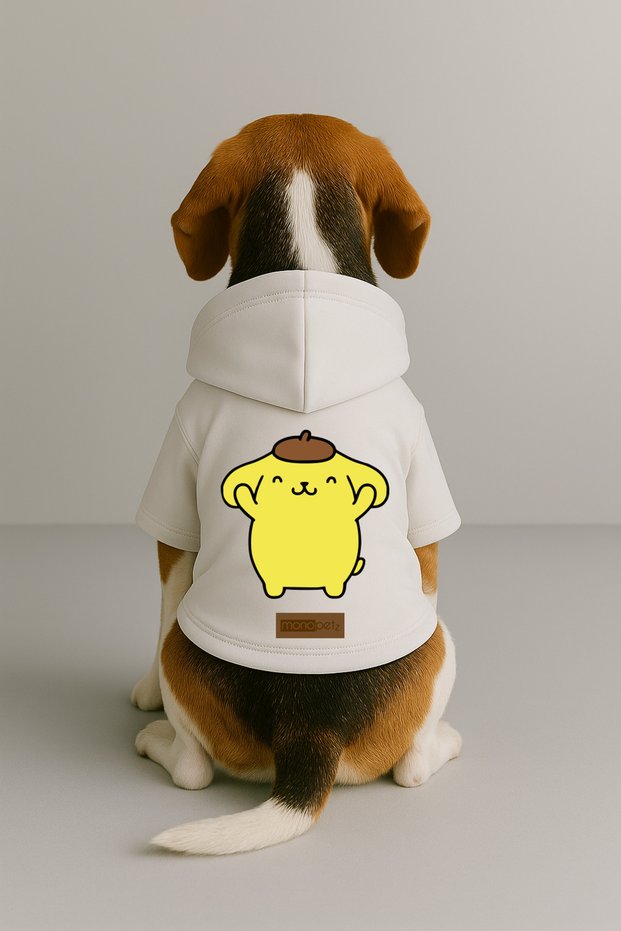 Printed Dog and Cat Clothing & Dress with Fleece Inside - White Color K Hooded Hoodie Bb6E2