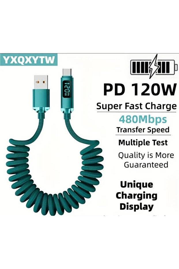 كابل شحن سريع Tab C 120W USB-A إلى USB-C، 100.58/201.17 سم، مضفر بالنايلون، قابل للسحب
