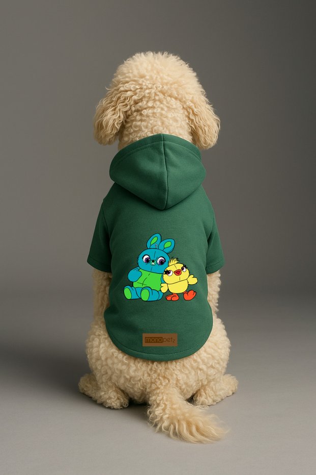 Printed Dog and Cat Clothing & Dress with Fleece Inside - Green Color K Hooded Hoodie B1Cdb
