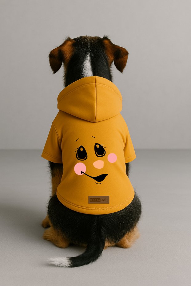 Printed Dog and Cat Clothing & Dress with Fleece Inside - Yellow Color K Hooded Hoodie B1A80
