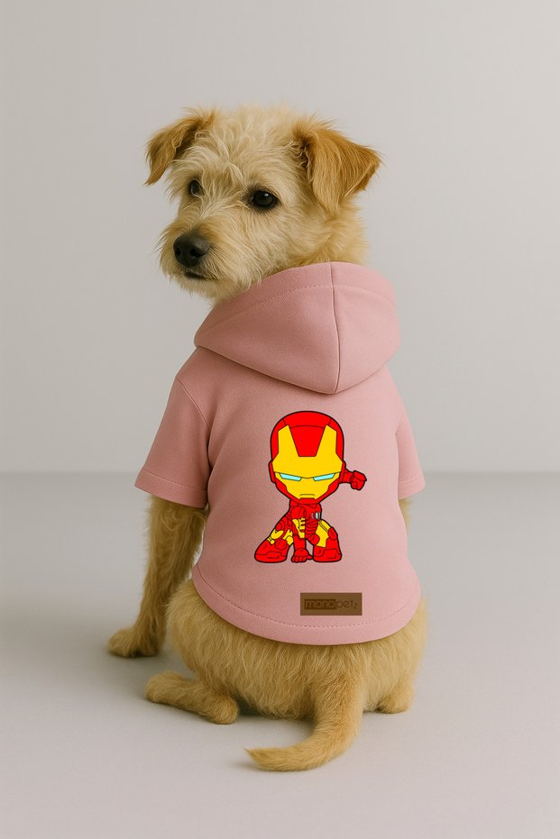 Printed Inside Fleece Dog and Cat Clothing & Dress - Pink Color K Hooded Hoodie Bf779