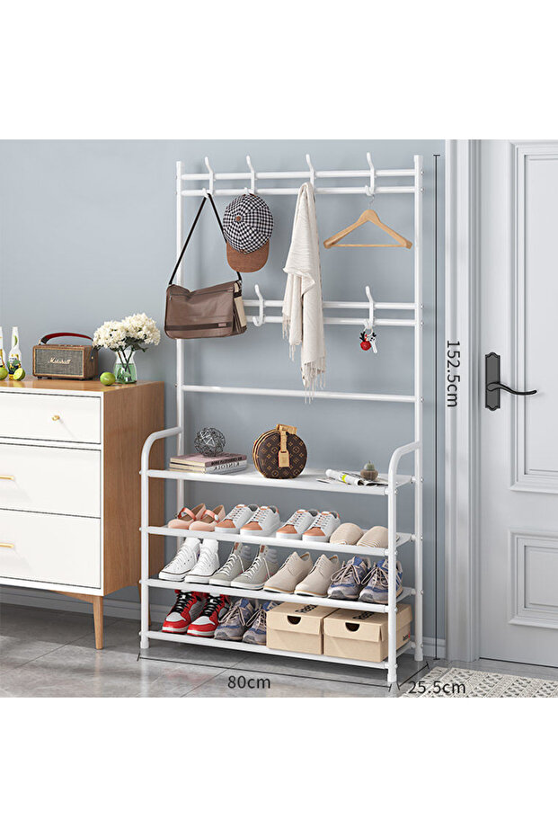 رف أحذية بسيط متعدد الطبقات للمنزل — متين، متعدد الوظائف، سعة كبيرة، أبيض - 2