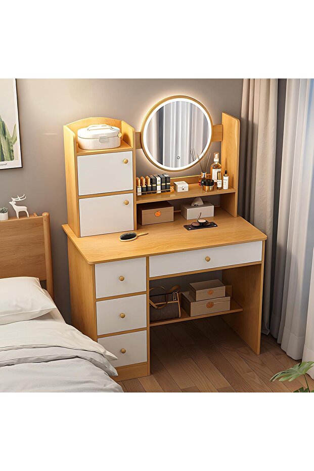 Vanity Table with LED Mirror, 80 × 40 × 128 cm