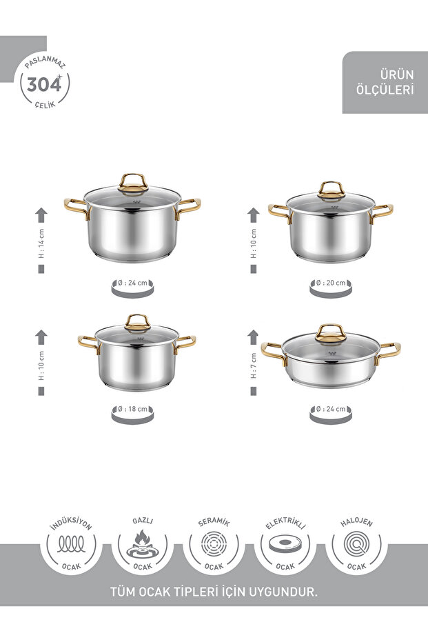 Monna 8 Pcs Tencere Set - 4