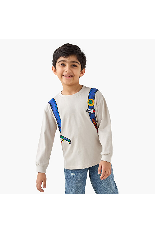 Backpack Print T-shirt with Long Sleeves