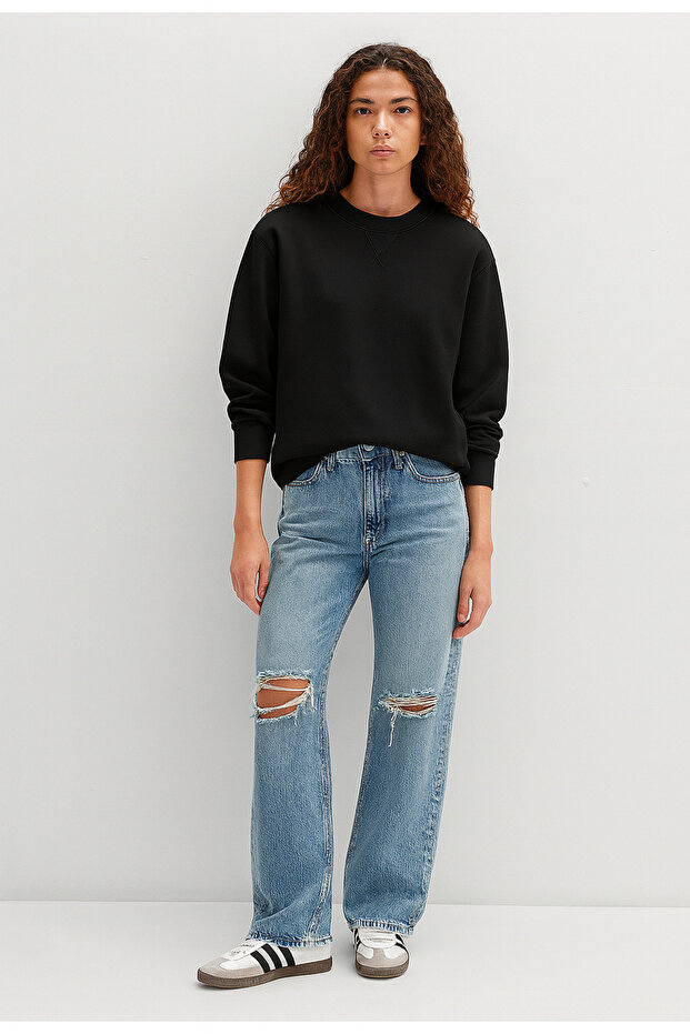 Kadın Sweatshirt Basic Minimal Günlük Stil - 1