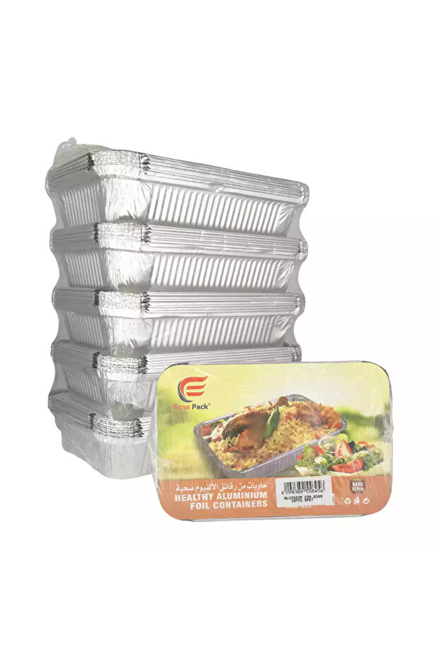 Ecno Pack Disposable Food Storage Healthy Aluminum Foil Containers- 5X10pcs