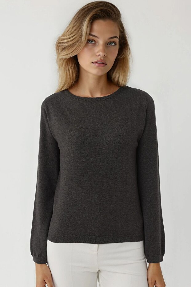 Viskon Karışımlı Bisiklet Yaka Basic Triko Kazak - 5