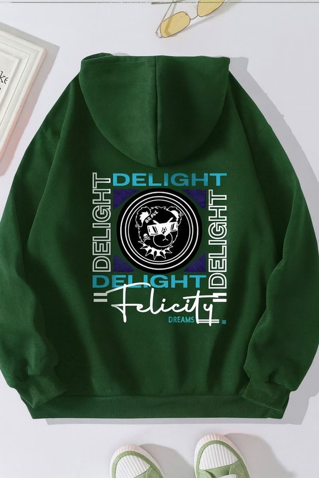 Unisex Oversized Hooded Delight Graphic Printed Comfortable Casual Street Fashion Sweatshirt