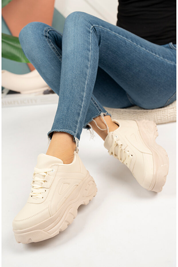 Beige Women's Sneaker Casual Shoes