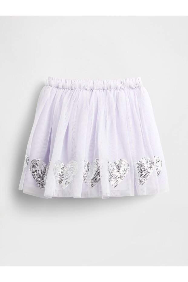 Kız Bebek Lila Tulle & Sequin Heart Etek - 3