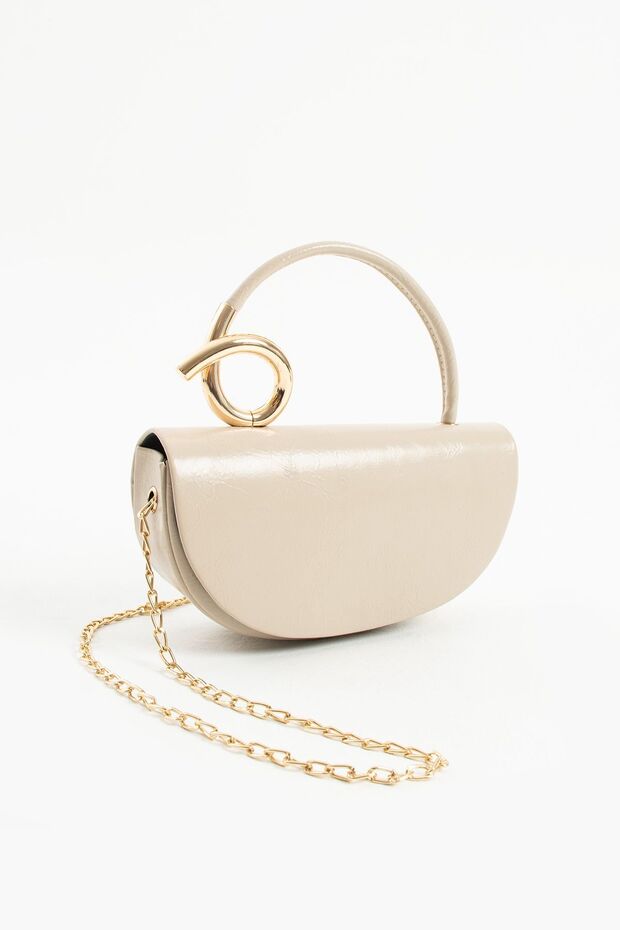 Women's Gold Detailed Stylish Hand and Shoulder Bag Length 13 Width 27