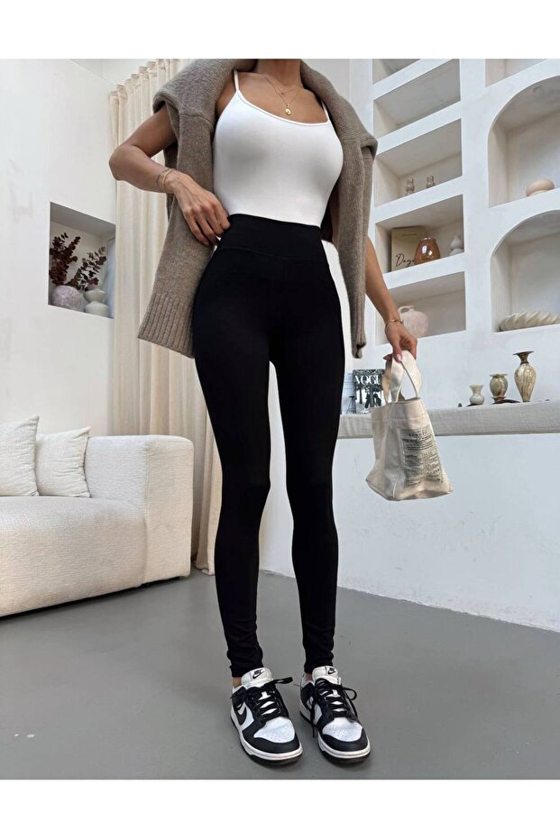 Yüksel Bel Çelik Örme Basic Tayt - 1