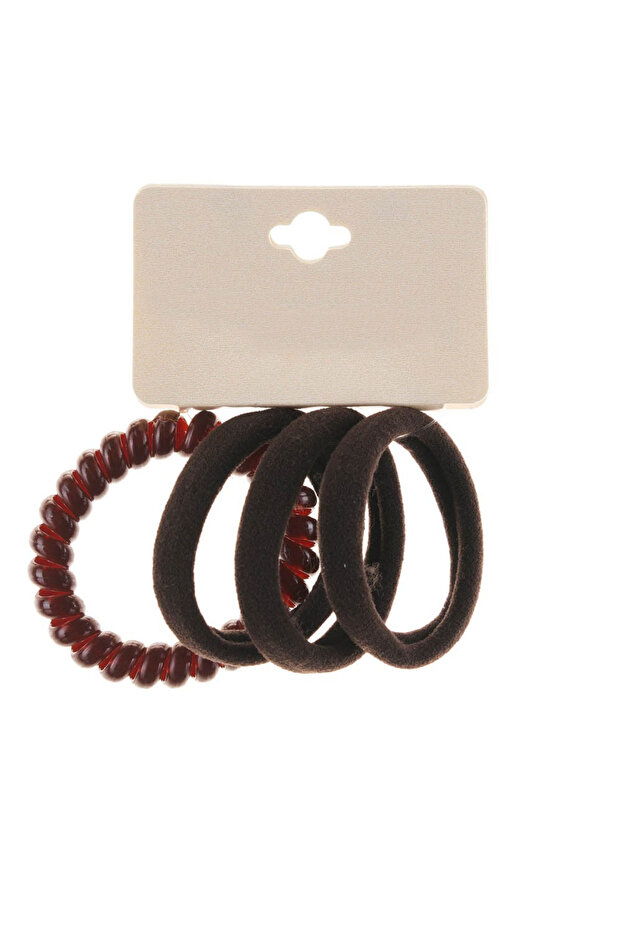 Set de 4 elastice de păr, maro - 1