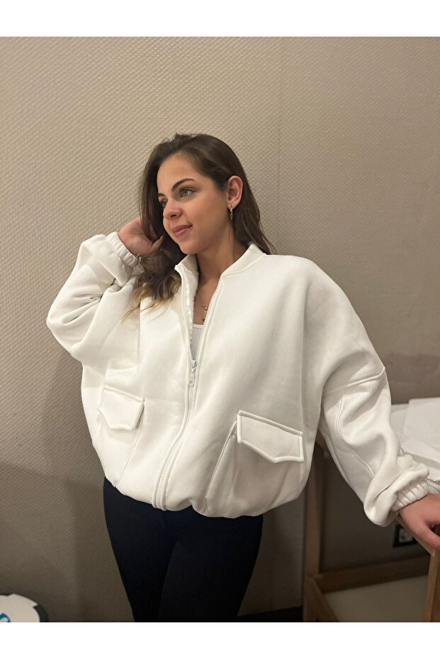 crop sweatshirt-bomber model - 4