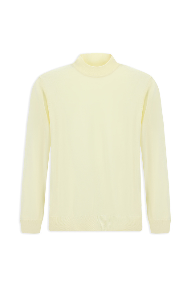 Yarım Balıkçı Yaka Regular Fit Yünlü Basic Örme Triko Kazak - 7