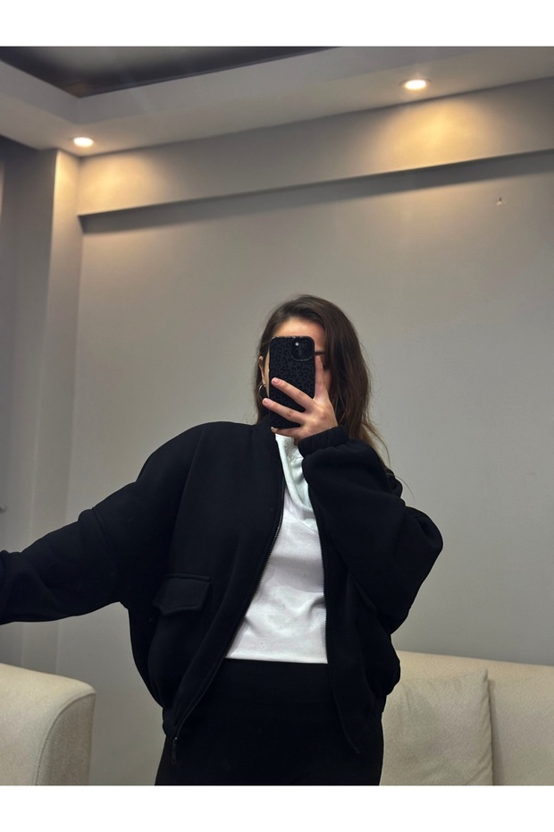 crop sweatshirt-bomber model - 4