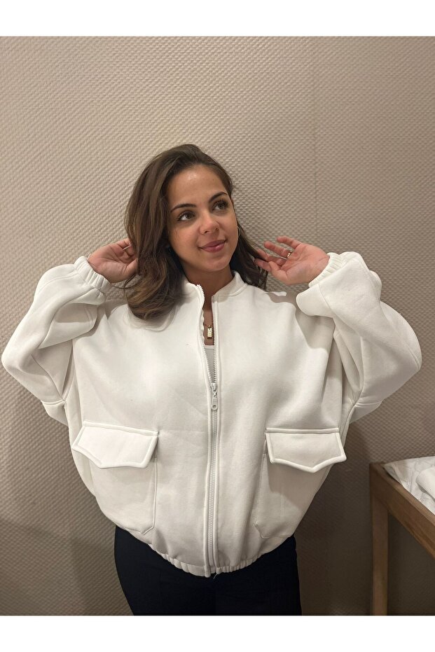 crop sweatshirt-bomber model - 6