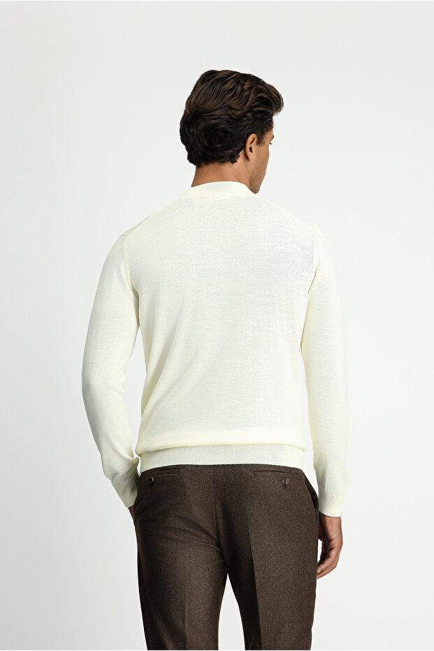Yarım Balıkçı Yaka Regular Fit Yünlü Basic Örme Triko Kazak - 5