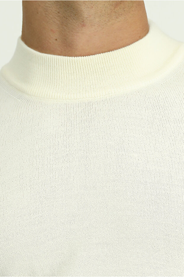 Yarım Balıkçı Yaka Regular Fit Yünlü Basic Örme Triko Kazak - 6