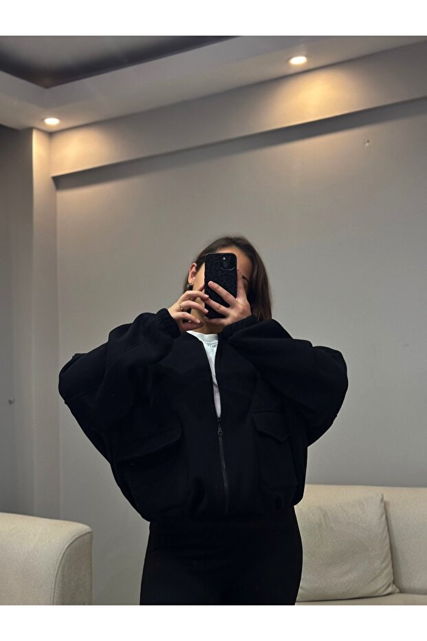 crop sweatshirt-bomber model - 3