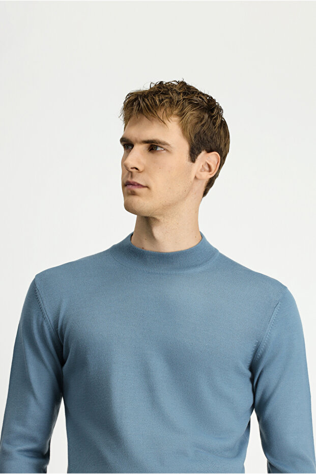 Half Turtleneck Regular Fit Wool Basic Knitted Sweater - 3