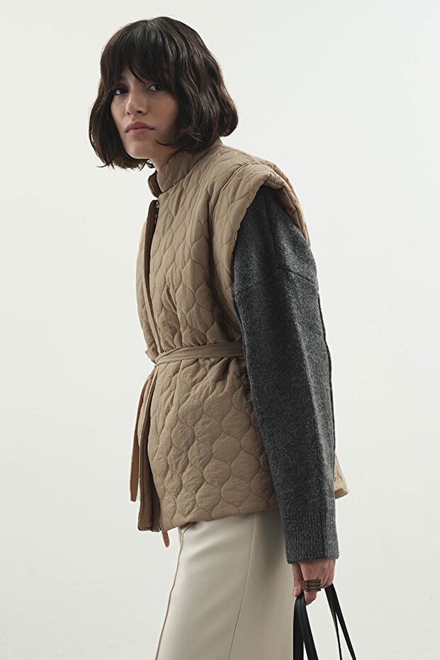 Kapitone Camel Yelek - 6