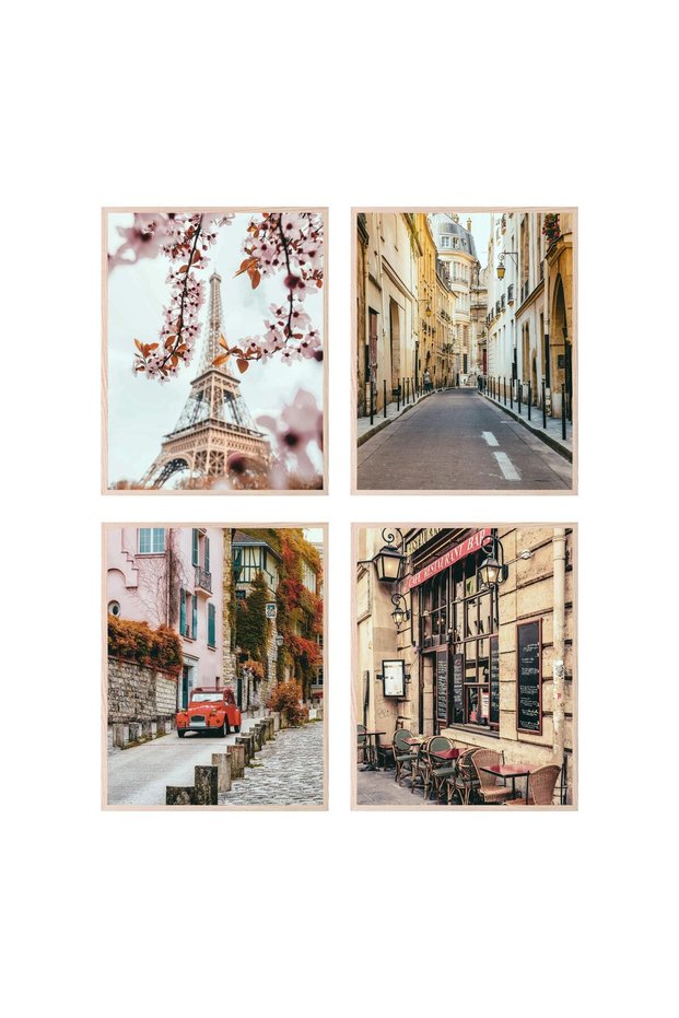 ALAYRA Paris Wall Art Posters- Paris Room Decor - Unframed Set of 4 ()20X25 CM