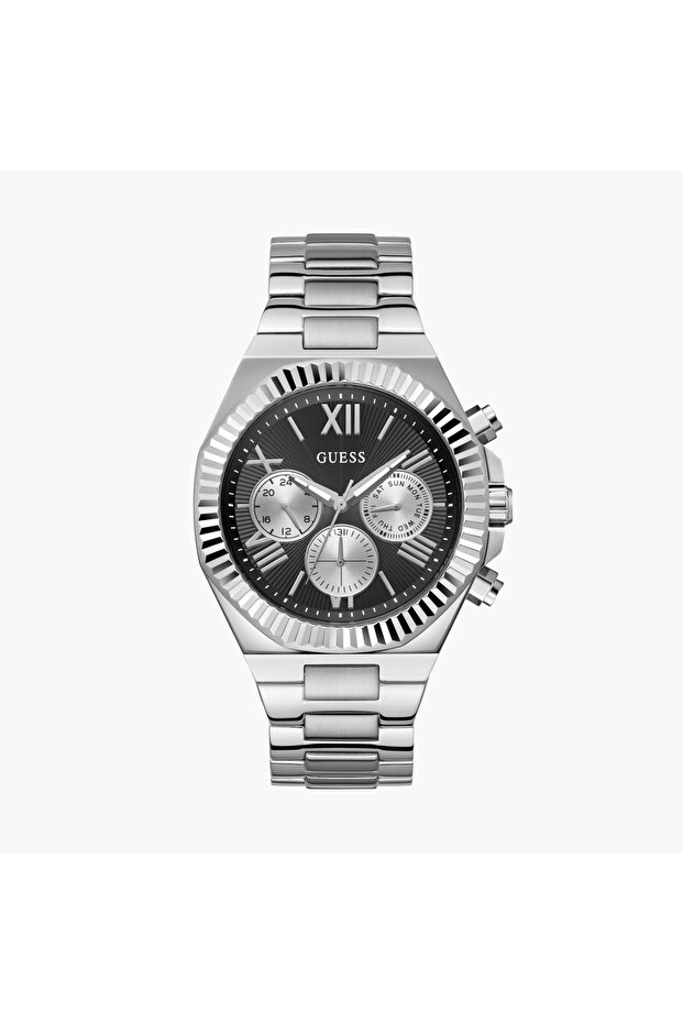 Men's 44 MM Silver Chronograph Metal Strap Watch | GW0703G1