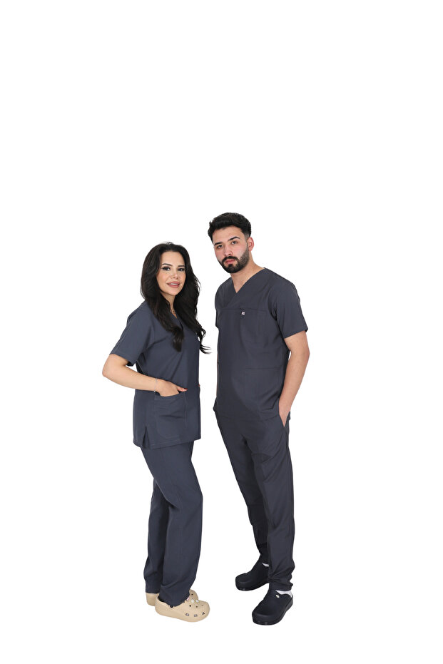 D/114 Unisex Doctor Nurse Student Alpaca Fabric Scrubs Set