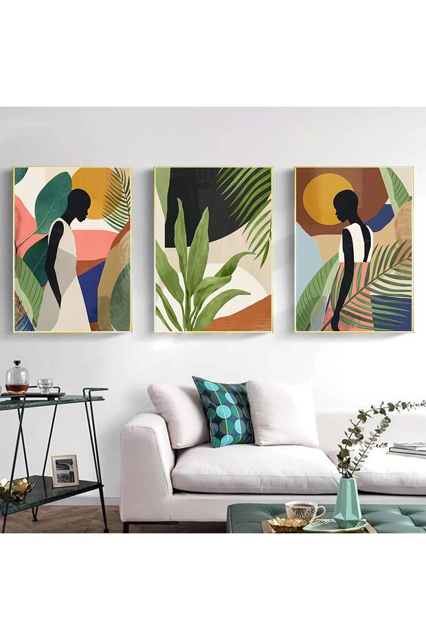 ALAYRA Abstract African Woman Flower Leaves Canvas Painting Nordic Wall Art Posters and Prints Pictures Wall for Living Room Decoration30X40 CM