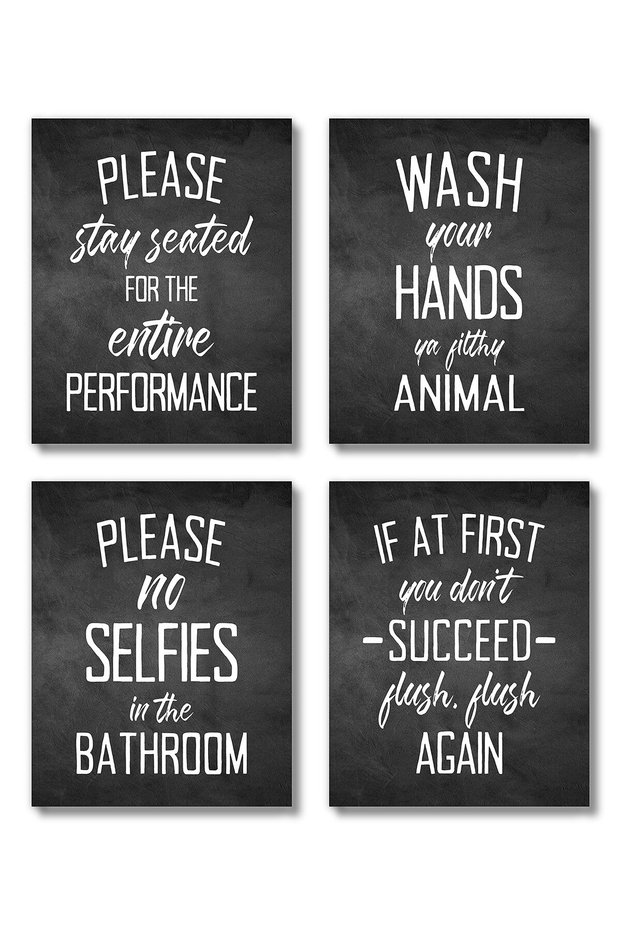 ALAYRA Funny Bathroom Decor Wall Art Prints (UNFRAMED ) Restroom Powder Room Wash Laundry Room Hip Hop Wall Decor Signs Posters (Wash Your Hands - Black Chalkboard)20X25 CM