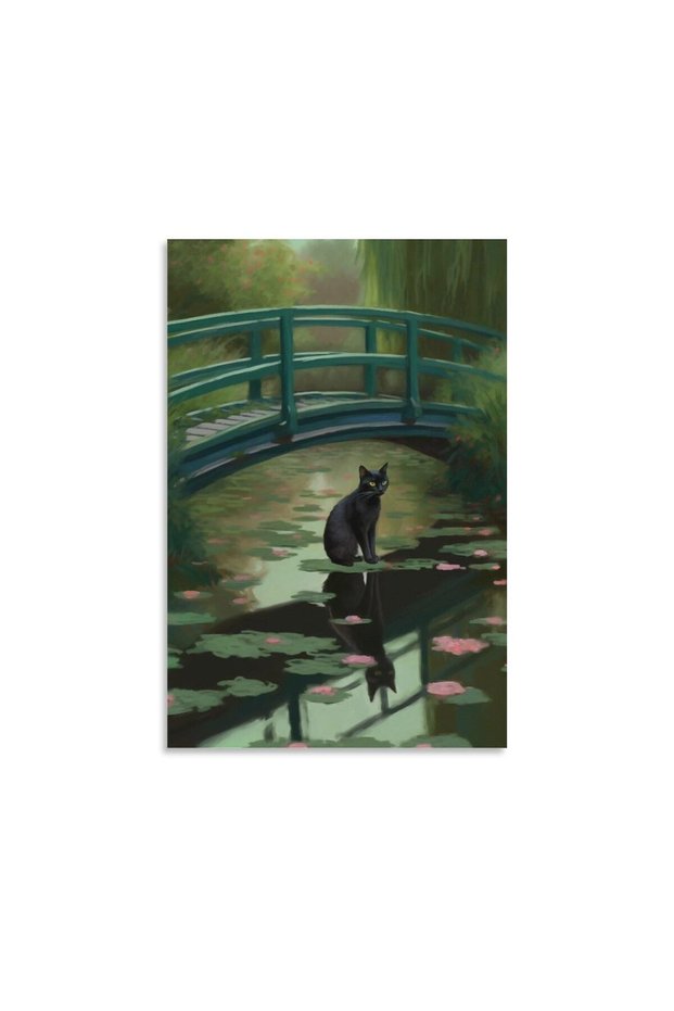 ALAYRA Poster Mural Frame Hanger Posters Hanging Canvas Decorative Hanging Painting Wall Art Decor Room Living Room Aesthetic Framed Unframed Animal Cat Sitting On A Lotus Cute45.7X30.5 CM