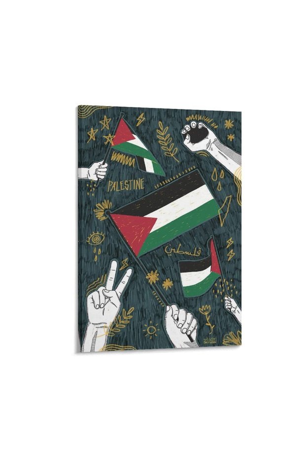 ALAYRA Palestine Poster Flag Art Modern Poster Canvas Wall Art Prints for Wall Decor Room Decor Bedroom Decor Gifts () Frame-style91.4X61 CM