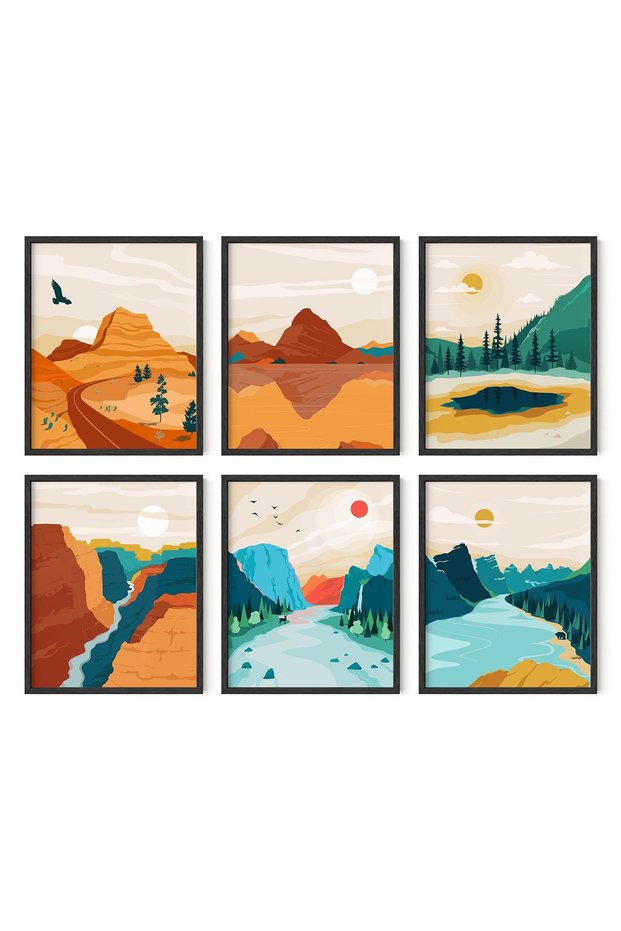 ALAYRA National Parks Posters – Landscape Pictures Wall Art Nature Prints Mountain Painting Wall Art Abstract Nature Wall Art Scandinavian Wall Art Mountains Painting Wall Art20X25 CM