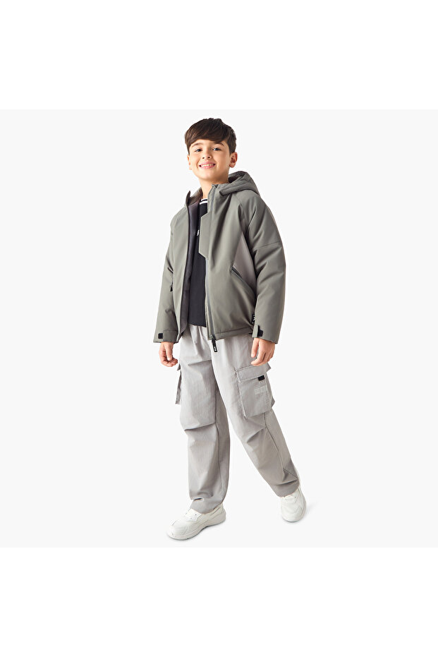 Solid Hooded Jacket with Pockets - 2