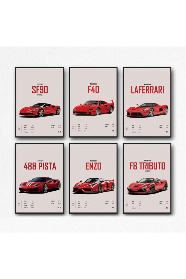 ALAYRA Ferrari Poster LaFerrari F40 Posters Racing Car Canvas Wall Art Vintage Super Car Poster For Boy's Bedroom Aesthetic (Unframed ) (Red)30.5X20.3 CM