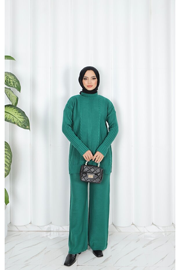 Striped Hair Braided Knitwear Set